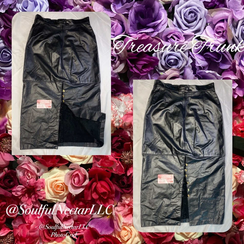 Button Up vintage leather skirt